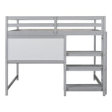 Harper & Bright Designs Full Size Gray Loft Bed with Integrated Desk, Bookshelf, and Writing Board Harper & Bright Designs