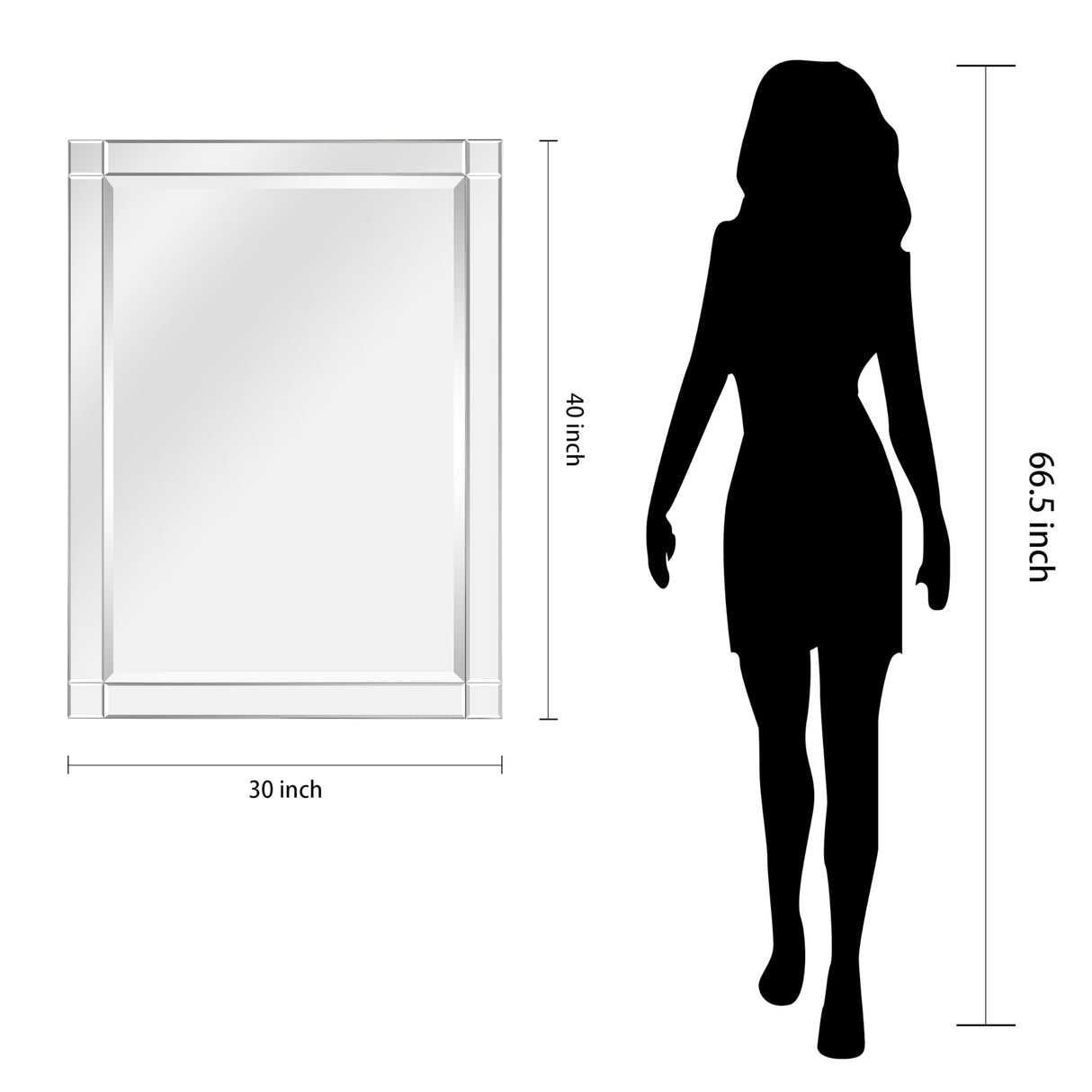 Empire Art Direct MOM-20025C-3040 Modern Squared Corner Rectangle Wall Mirror for Vanity & Bathroom Solid Wood Frame, 1"-Beveled Center, Ready to Hang, 30" x 40", Clear Empire Art Direct