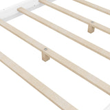 MWrouqfur 4-Poster Queen Size Canopy Floor Bed Frame,Morden Wood Low Profile Platform Beds with Wooden Slats Support, No Box Spring Needed (White) MWrouqfur