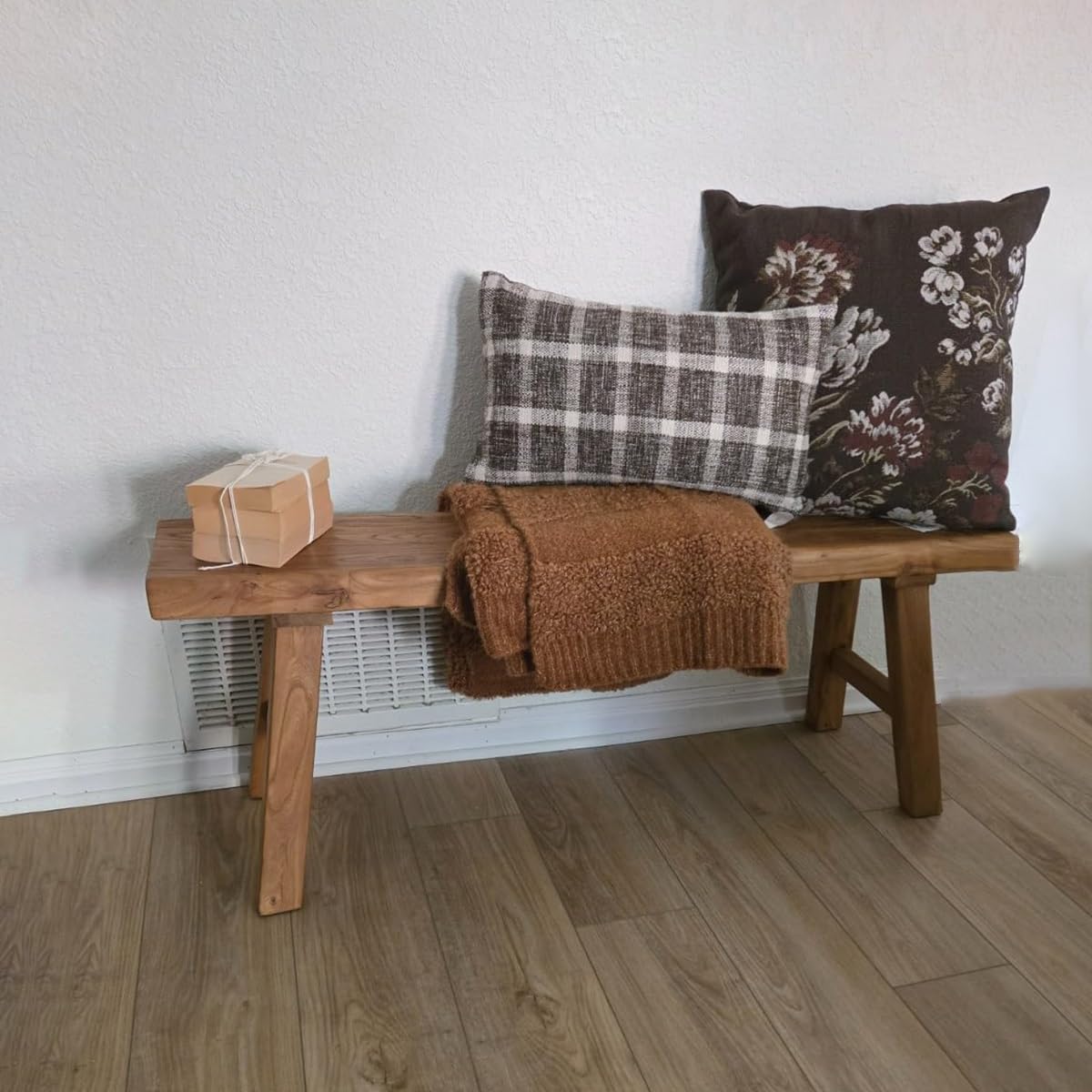 Farmhouse Indoor Wooden Living Room Dining Bench,indoor Natural Bench，Asian Wood Kitchen Entryway Bench With Armless Design And Short Height, Solid Wood Bench For Living Room, Hallway(39.3*10.2*17.7in LLYLAFDC