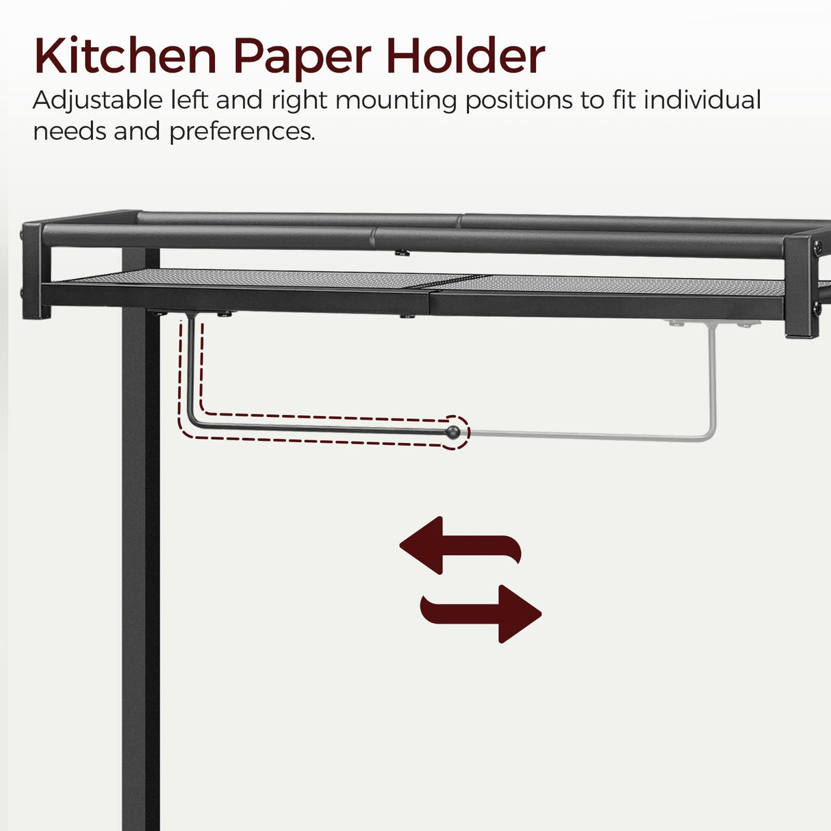 MAHANCRIS Bakers Rack with Power Outlet, Kitchen Storage Shelf with Paper Holder, Microwave Stand, Coffee Bar with 6 Hooks, Socket with Switch, for Kitchen, Dining Room, Rustic Brown BRHR36E01 MAHANCRIS