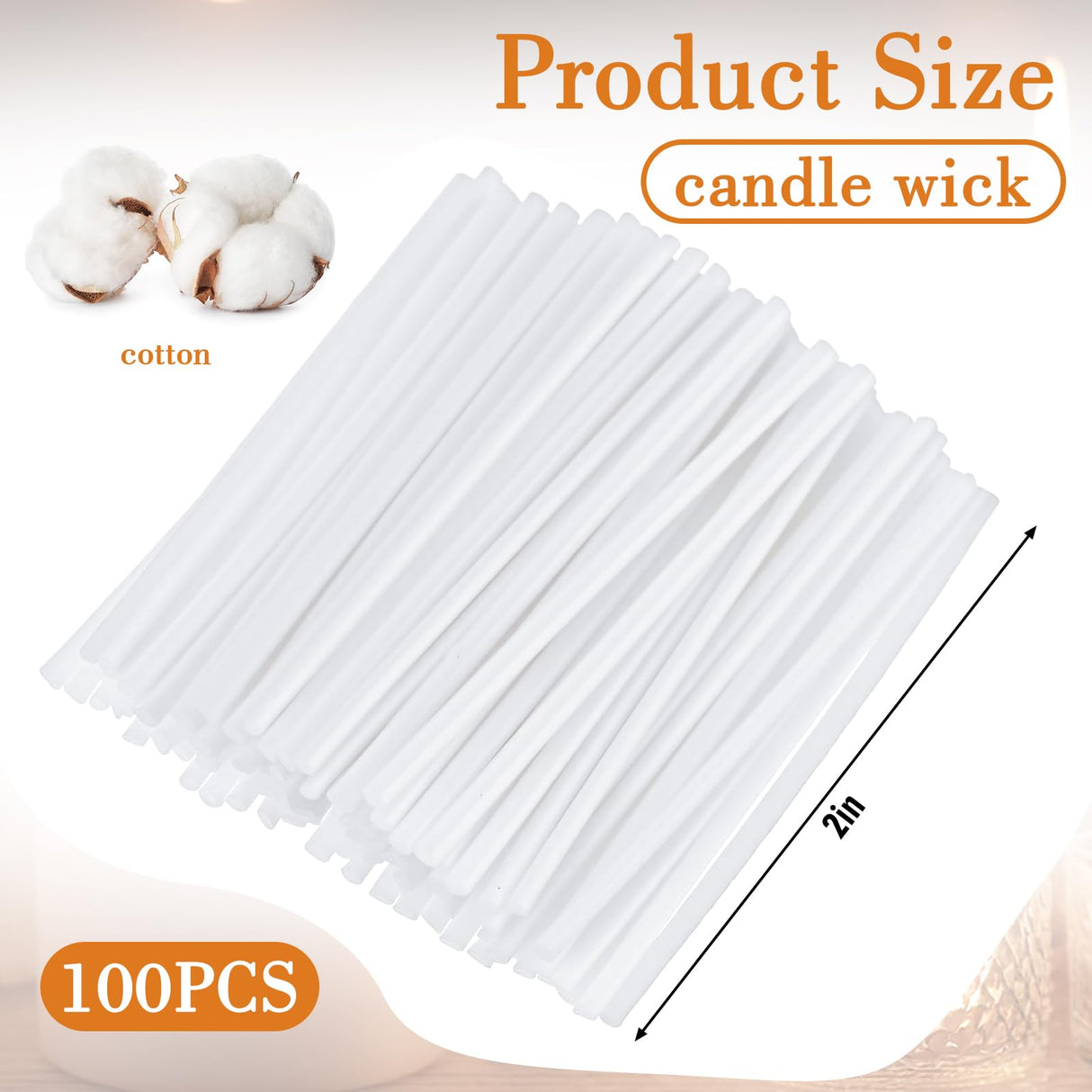 Conelist 100 Pack 2 Inch Cotton Wicks for Sand Candles Making White 100% Natural Cotton Candle Wicks, Low Smoke, No Lead and Metal for Candle Making DIY Conelist
