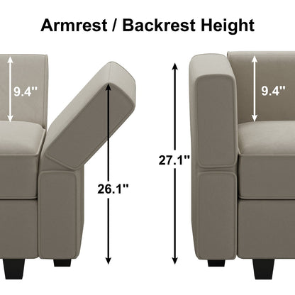 Belffin Modular Sectional Sofa with Storage Seat Oversized U Shaped Couch with Reversible Chaise Sofa Set with Ottoman Velvet Grey