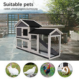 HOMLOVLY Rabbit Hutch Bunny Cage, Large Wooden Rabbit House Indoor Outdoor with Removable Trays, UV Panel, Guinea Pig Chicken Coop Pet House for Small Medium Animals, Black HOMLOVLY
