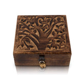 Great Birthday Gifts Handmade Decorative Wooden Jewelry Box With Tree Of Life Carving & Lock & Key Jewelry Organizer Keepsake Box Treasure Chest Trinket Holder Watch Box Storage Lock Box 6 x 6 Inches The Great Indian Bazaar