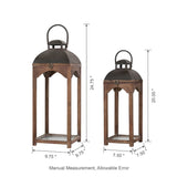 Glitzhome Set of 2 Mondern Farmhouse Wooden Lantern Hanging Decorative Candle Lanterns for Outdoor & Indoor Brown (No Glass) Glitzhome