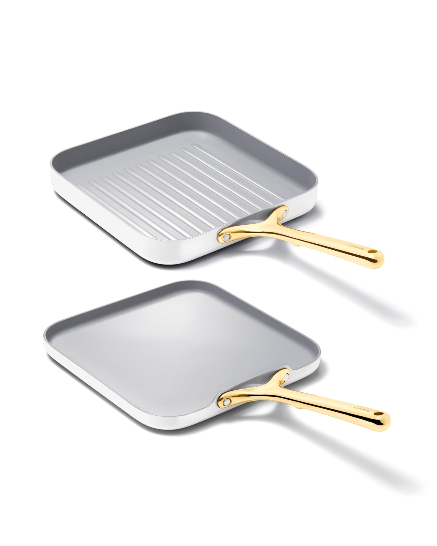 Caraway Griddle Pan & Grill Pan Duo - Non-Stick Ceramic Coated - Non Toxic, PTFE & PFOA Free - Oven Safe & Compatible with All Stovetops – White