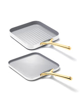 Caraway Griddle Pan & Grill Pan Duo - Non-Stick Ceramic Coated - Non Toxic, PTFE & PFOA Free - Oven Safe & Compatible with All Stovetops – White Caraway