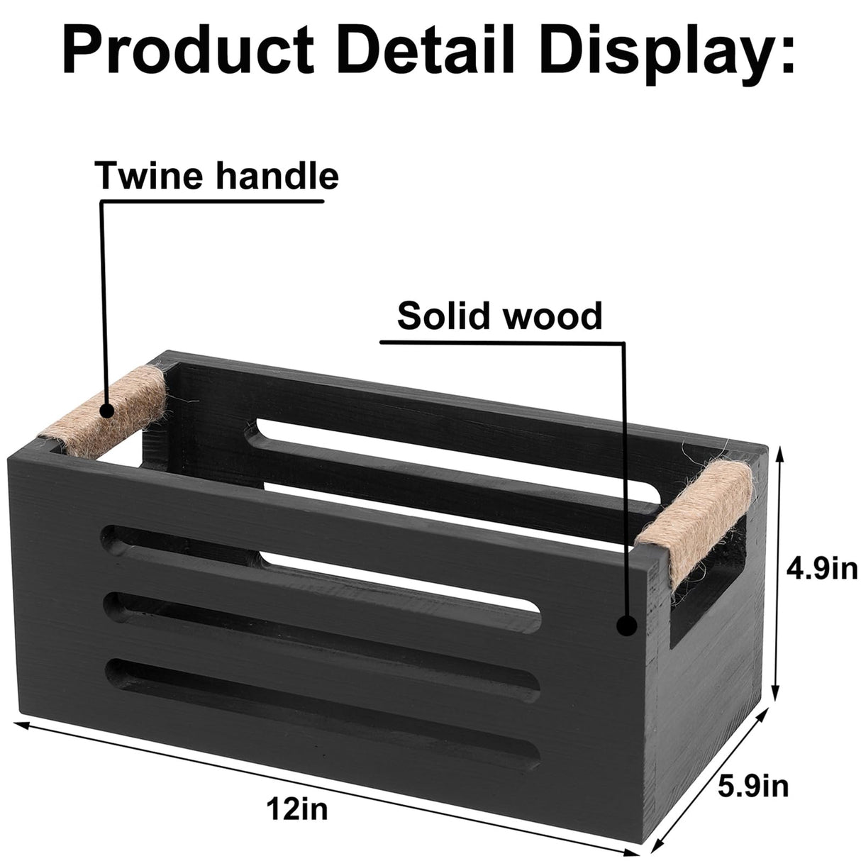 HXGONYI Bathroom Decor Box Toilet Tank Basket Toilet Paper Holder,Wood Bathroom Baskets with Handles,Farmhouse Rustic Wood Storage Box For Kitchen,Office,Bedroom,Closet 12 x 5.9 x4.9inch,Black HXGONYI