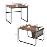 Giantex Nesting Coffee Table Set of 2, Stackable Side Table w/Side Pocket, Accent Nightstand, Industrial End Table w/Steel Frame for Living Room Bedroom Office, Easy Assembly, Rustic Brown Giantex