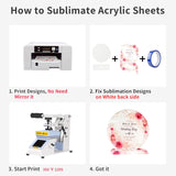 PYD Life 6 Pack Sublimation Acrylic Sign Plaque Display Blanks 5.9" Round with 5.1" x 1.8" Sublimation Acrylic Sheets Stand Thickness 1/6"(4mm) Custom Table Sign for Store Restaurant Party PYD Life