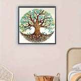 Tree Diamond Painting Kits for Adults,5D Tree of Life Diamond Art Kits,DIY Round Full Diamond Dots Painting and Craft for Home Wall Decoration 13.8×13.8 Inch GEMFAMILY