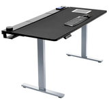 VIVO Electric Height Adjustable 60 x 30 inch Memory Stand Up Desk, Black Table Top with Built-in Concealed Cable Trays and Full-Size Pad, Gray Frame, VIVO