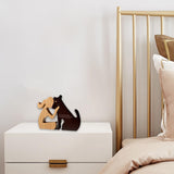 Bantlou Handmade Wooden Statue - Personalized Wooden Pet Carvings - Cute House Decor, People and Dog Statue, Shelf Decor Accents - Customizable Text, Home Decor Gifts for Family - Natural Wood(02) Bantlou