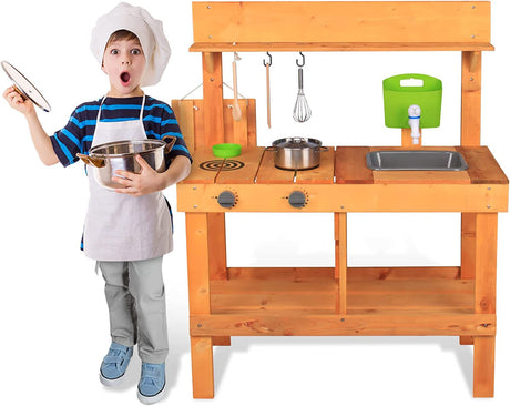 Aoparts Mud Kitchen, Play Kitchen, Kitchen Accessories and Garden Sink, Kids Outdoor Kitchen Playset with Faucet, Mud Kitchen for Kids Outdoor Aoparts