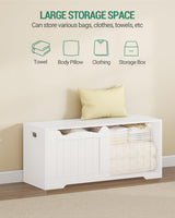 Hzuaneri 43.3" Storage Chest, Extra Large Storage Trunk with 2 Safety Hinges, Lift-Top Bench Box, Wooden Chest Organizer, Shoe Bench for Entryway, Bedroom, Living Room, White SB25503X Hzuaneri