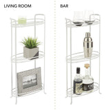 mDesign 3 Tier Vertical Standing Bathroom Shelving Unit, Decorative Metal Storage Organizer Tower Rack with 3 Basket Bins to Hold and Organize Bath Towels, Hand Soap, Toiletries - White mDesign