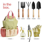 Gardening Tools Set of 10 - Complete Heavy Duty Garden Tools Set with Fashion Handbag - Durable Gardening Supplies Kit Ideal Gardening Gifts for Women Play22