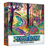 RoseArt - Stained Glass - The Long and Winding Road - 300 Adult Piece Jigsaw Puzzle for Adults RoseArt