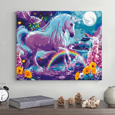 EPLUUM DIY Paint by Numbers Kit for Adults Paint by Numbers for Adults Student DIY Oil Number Painting Kits for Adult Ideal Gift for Family Friend Home Decor Rainbow Unicorn 16x20 in Generic