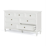 RoyalCraft White 7 Drawer Dresser for Bedroom, Modern Chest of Drawers with Solid Wood Legs and Painted Finish, Wooden Storage Closet Cabinet Organizer for Living Room, Hallway RoyalCraft