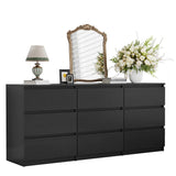 Angel Sar 62'' Black Dresser for Bedroom, Modern 9 Drawer Wood Dresser with Handle-Free Design & Thick Panel, Minimalist Storage Cabinet for Clothes, Entryway Use Angel Sar
