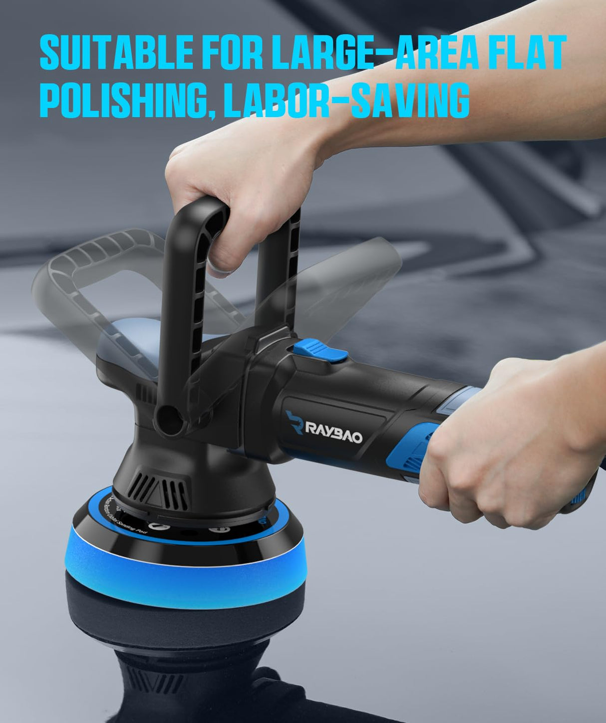 Car Buffer Polisher,900W 5& 6-inch Double Base Plate DA Buffer Polisher Kit with Random Orbital, 6 Variable Speed 2000-6400 RPM, Detachable Handle Buffer Polisher for Car Detailing/ Waxing/ Polishing RAYBAO