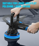 Car Buffer Polisher,900W 5& 6-inch Double Base Plate DA Buffer Polisher Kit with Random Orbital, 6 Variable Speed 2000-6400 RPM, Detachable Handle Buffer Polisher for Car Detailing/ Waxing/ Polishing RAYBAO