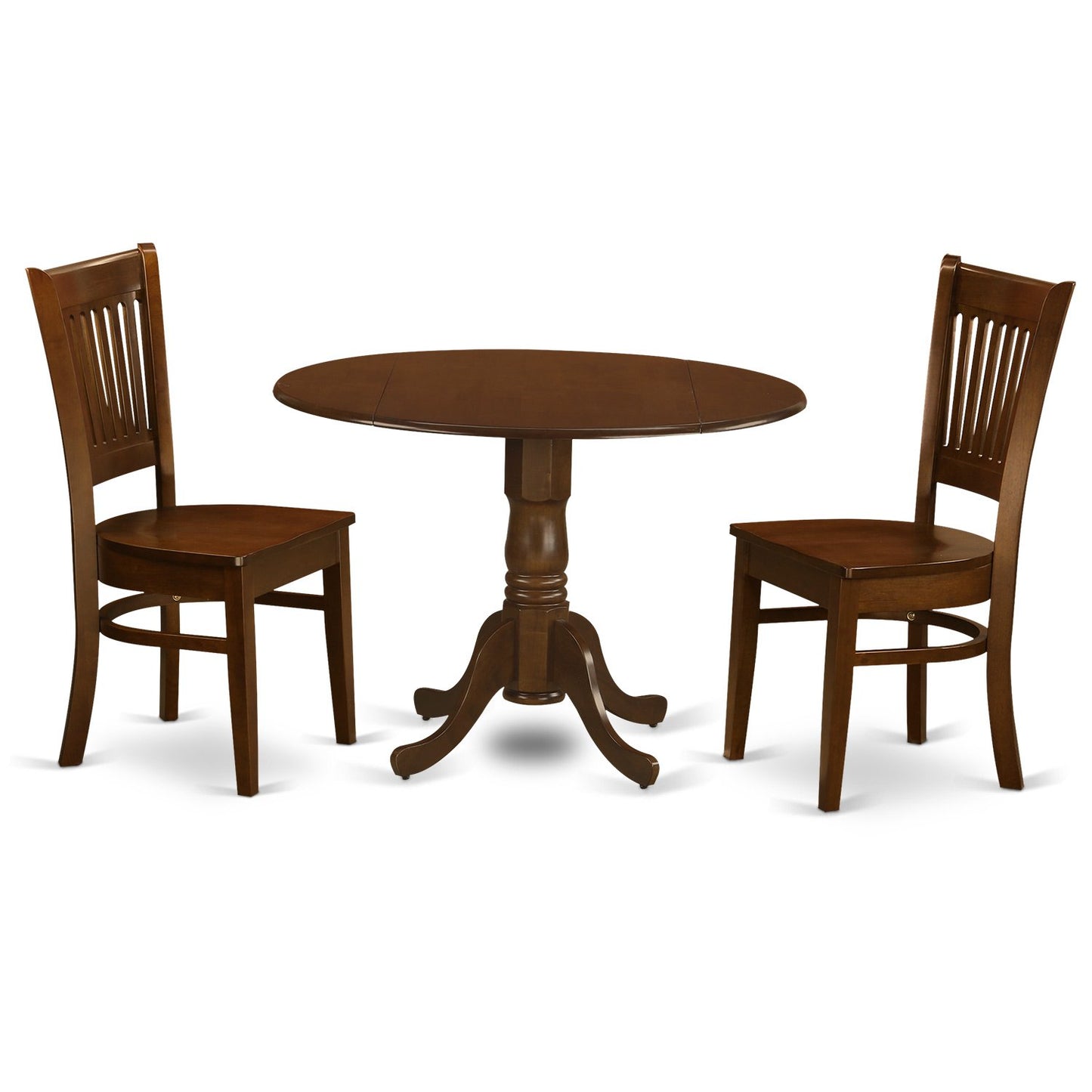 East West Furniture DLVA3-ESP-W Dublin 3 Piece Dinette Set for Small Spaces Contains a Round Table with Dropleaf and 2 Dining Room Chairs, 42x42 Inch - WoodArtSupply