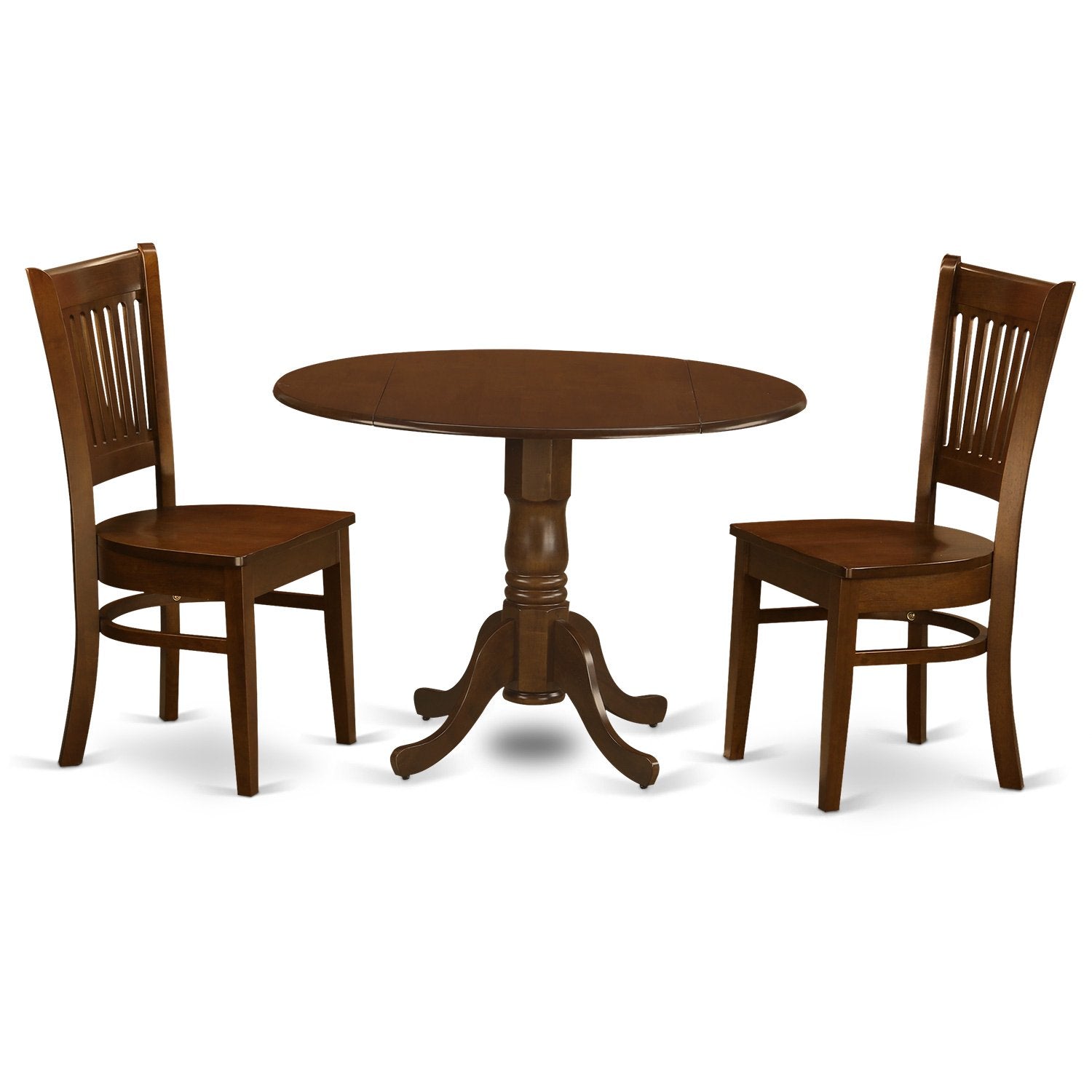 East West Furniture DLVA3-ESP-W Dublin 3 Piece Dinette Set for Small Spaces Contains a Round Table with Dropleaf and 2 Dining Room Chairs, 42x42 Inch - WoodArtSupply