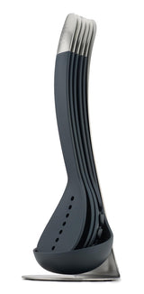 Joseph Joseph Nest 5 Compact Stacking Utensils kitchen tool set with magnetic storage stand, organization, dishwasher safe - Black/Stainless Steel Joseph Joseph