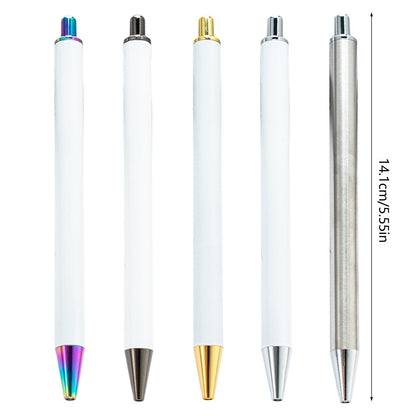 QIYUDUOLA 6Pcs Retractable Ballpoint Pen Blank Heat Transfer Ballpoint Pen For Full Printing Ballpoint Pen Sublimation Pen Blank, gold