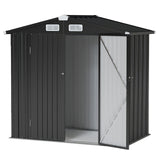Breezestival 6x4 FT Outdoor Storage Shed, Metal Garden Tool Shed with Sloping Roof & Lockable Door for Patio Lawn Backyard (Black) Breezestival