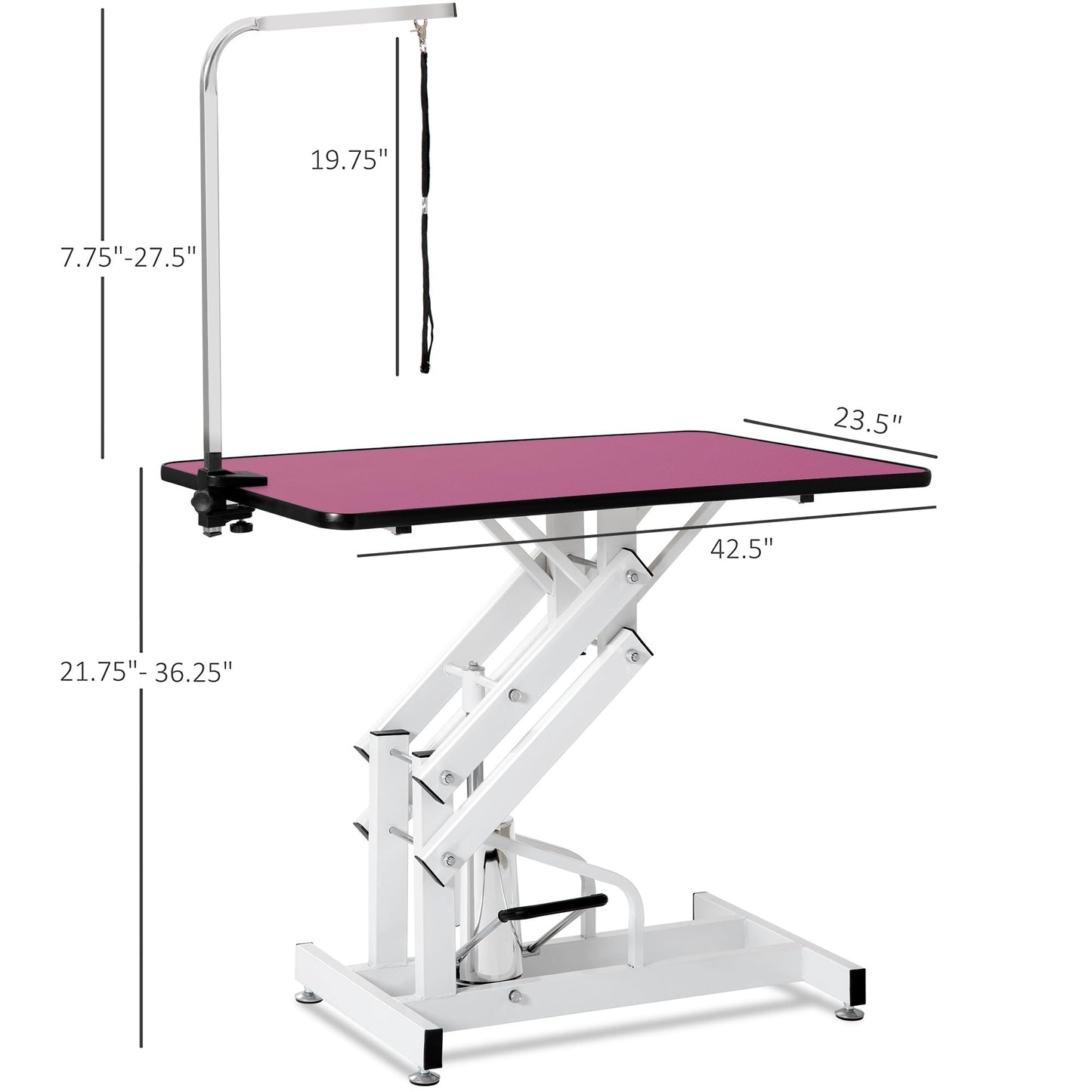 ZSQ Dog Grooming Table Z-Lift Hydraulic, Professional Grooming Table at Home, Grooming Table for Dogs Foldable, Adjustable Dog Grooming Table for Medium Large Dog,Purple/Pink (Pink)