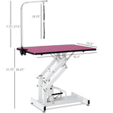 ItWorths 43" Hydraulic Dog Grooming Table for Small Large Dogs, Professional Heavy Duty Z-Lift Pet Grooming Station Max. Load 330 lbs Non-Slip Anti-Static Table Top Adjustable Overhead Arm L Pink ItWorths