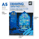 TRANSON Artist Mix Media Sketchbook Marker Pad, 5.8”x8.3” 80 Sheets A5 Art Papers, 80lb/120gsm for Painting, Drawing and Sketching TRANSON