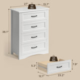 Gizoon Dresser for Bedroom with 4 Drawers Wooden Chest of Drawers for Closet Dresser Storage Unit Organizer for Hallway Living Room and Office, White Gizoon
