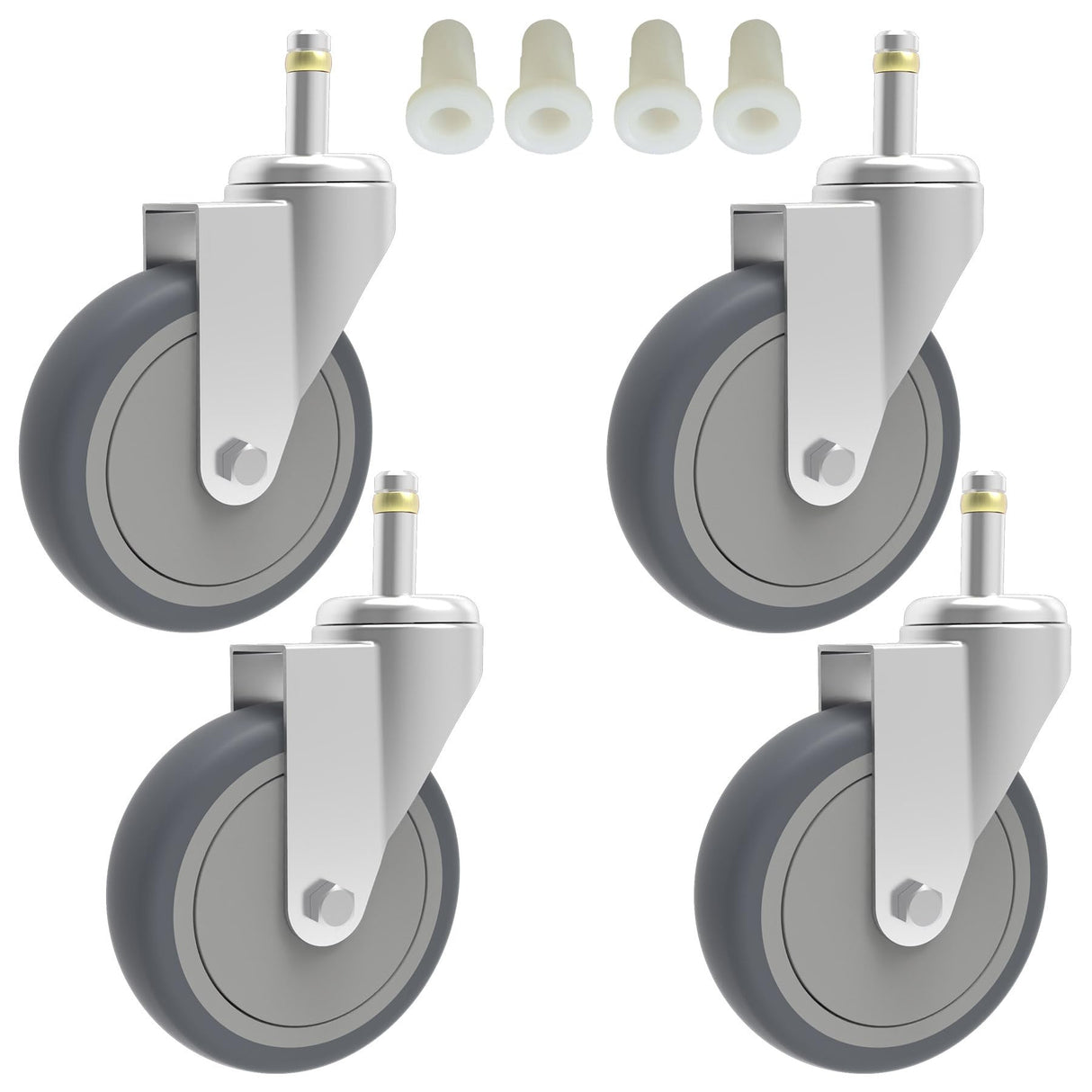 RILIDRI 4-Inch Swivel Stem Caster, 7/16-Inch Stem Diameter Rubber Wheel, Heavy Duty TPR Replacement Wheels for Rubbermaid Mop Bucket Cart Grill Casters - 4 Pack RILIDRI