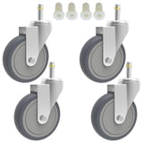 RILIDRI 4-Inch Swivel Stem Caster, 7/16-Inch Stem Diameter Rubber Wheel, Heavy Duty TPR Replacement Wheels for Rubbermaid Mop Bucket Cart Grill Casters - 4 Pack RILIDRI