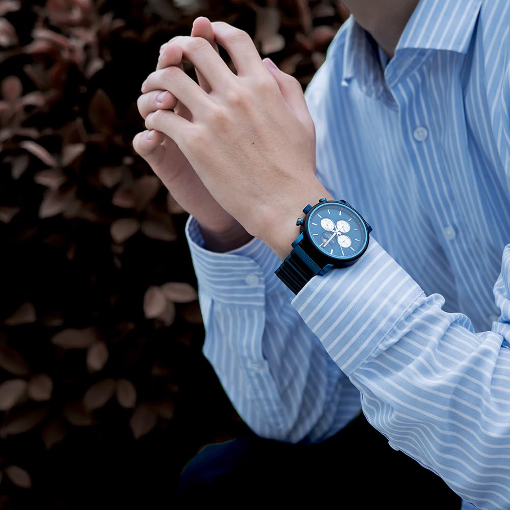 2win Engraved Wood Watch for Men Multifunctional Chronograph Custom Personalized Anniversary Watches Gifts for Him Husband Groomsmen Dad Boyfriend (A-for Son from Mom) 2win