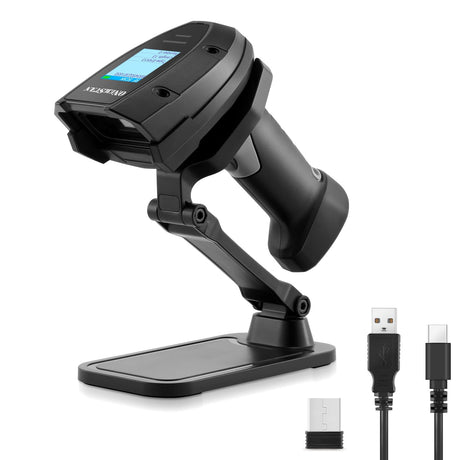 Barcode Scanner Wireless, Onewscan 1D Laser Barcode Reader with Stand 2.4G Wireless & USB Wired Connection 2 in 1 Plug and Play Handheld Bar Code Scaners onewscan