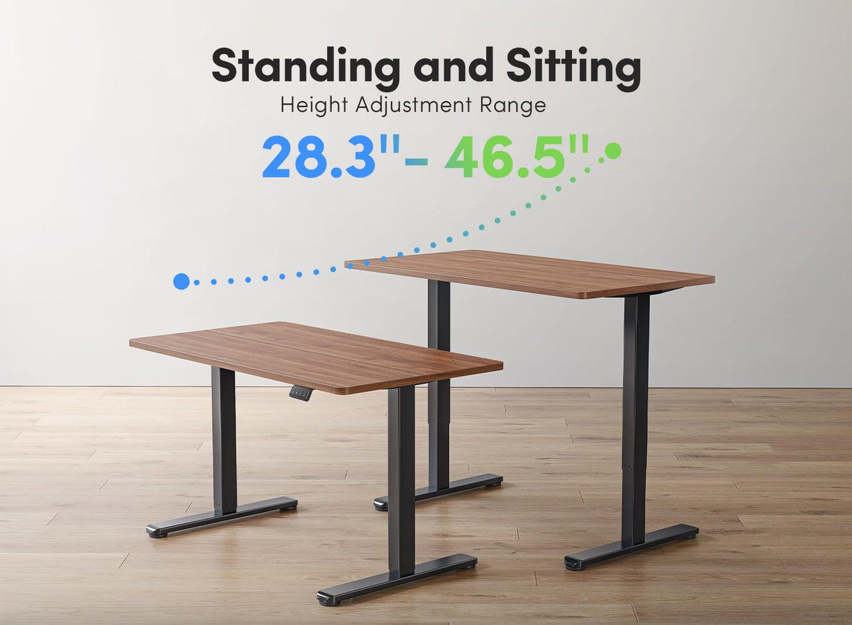 FEZIBO Electric Standing Desk, Height Adjustable Stand up Desk, 55 x 24 Inches Sit Stand Home Office Desk, Computer Desk, Black Walnut FEZIBO