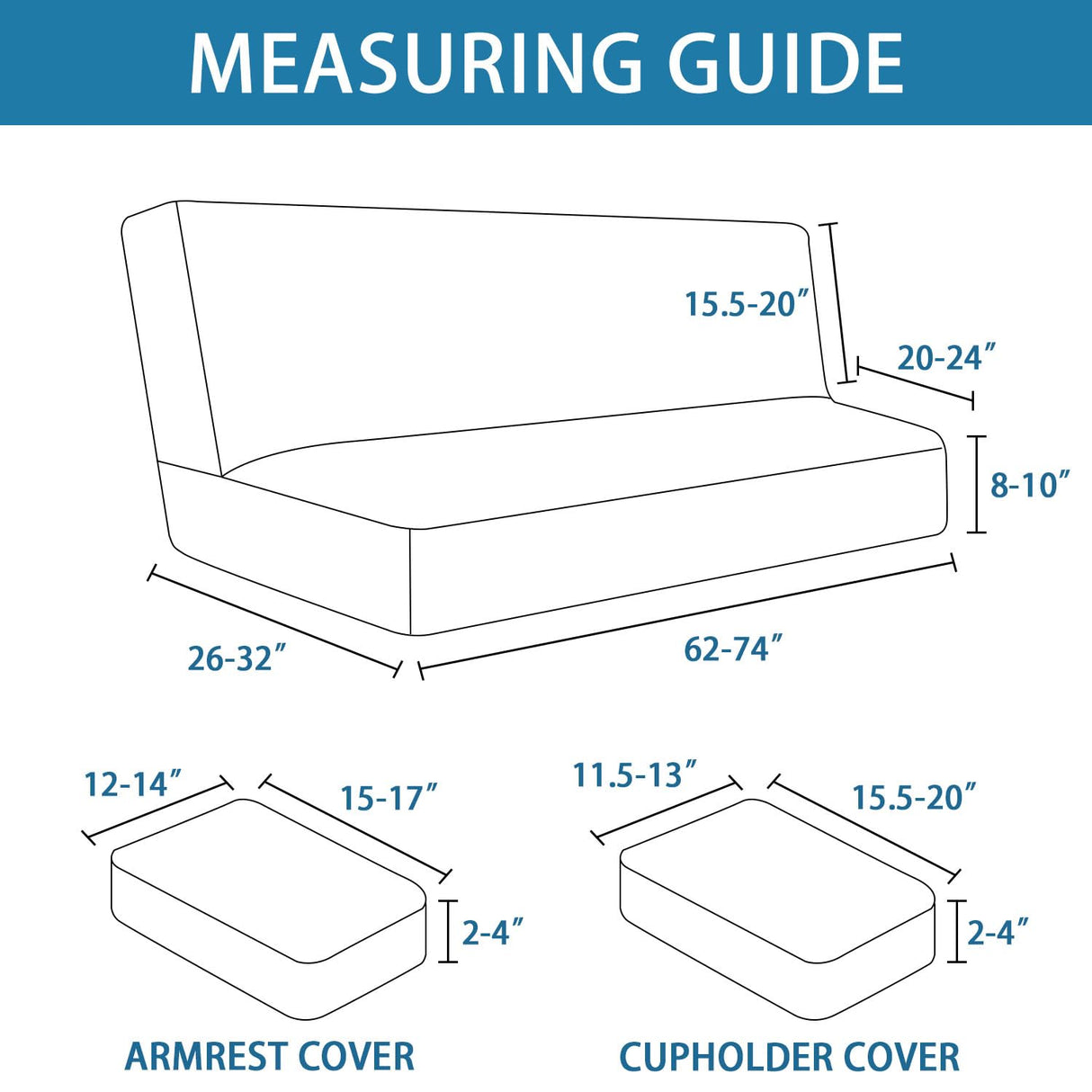 H.VERSAILTEX 4 Pieces Stretch Futon Covers Sofa Bed Slipcover with Removable Armrests and Cupholders Covers Furniture Protector High Spandex Small Checks Jacquard Fabric, Grey H.VERSAILTEX