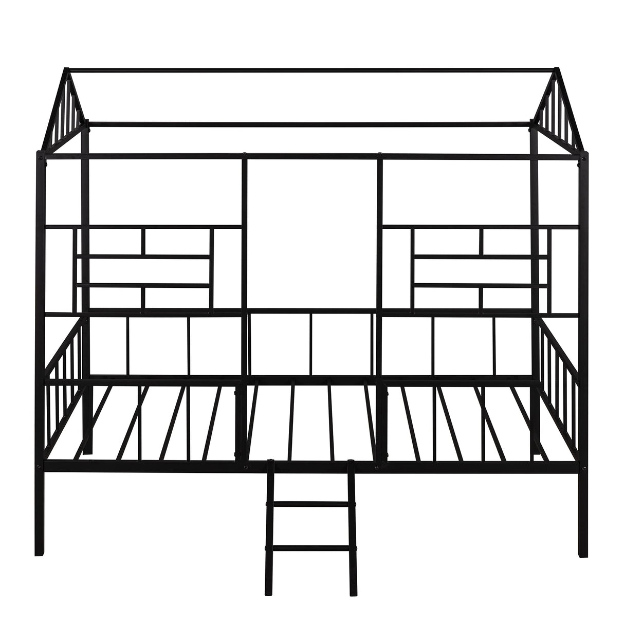 Harper & Bright Designs Metal Twin Size House Loft Bed for Kids, Low Loft Bed with Roof and Ladder, Junoir Loft Bed Twin for Girls Boys,Playhouse Bed Frame, Black Harper & Bright Designs