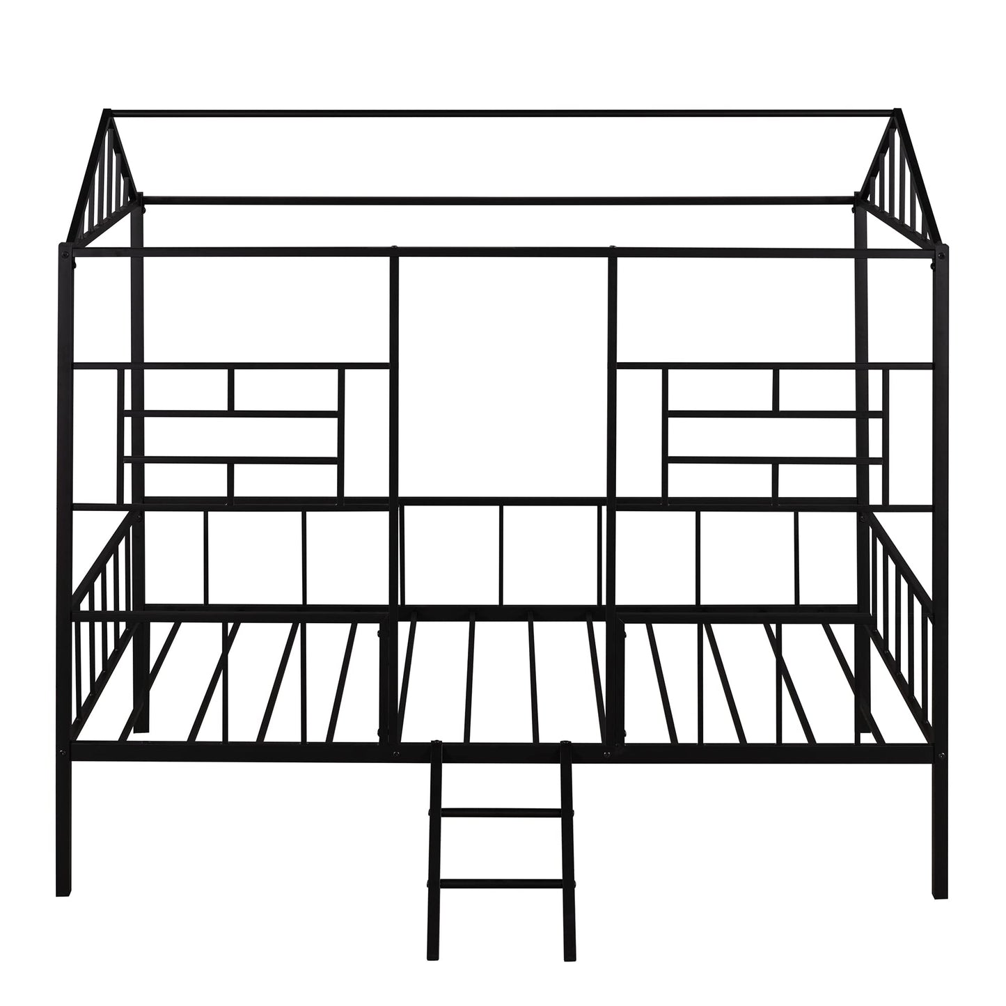 Harper & Bright Designs Metal Twin Size House Loft Bed for Kids, Low Loft Bed with Roof and Ladder, Junoir Loft Bed Twin for Girls Boys,Playhouse Bed Frame, Black