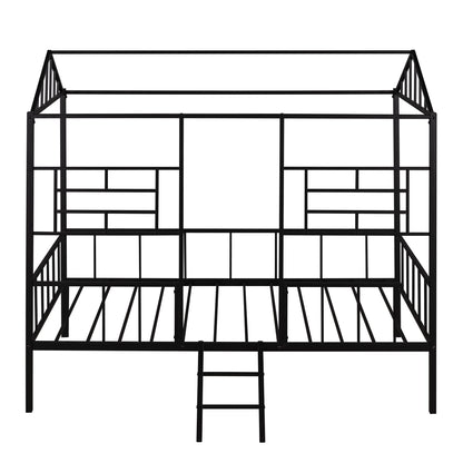 Harper & Bright Designs Metal Twin Size House Loft Bed for Kids, Low Loft Bed with Roof and Ladder, Junoir Loft Bed Twin for Girls Boys,Playhouse Bed Frame, Black