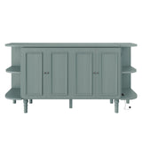 SIYSNKSI Farmhouse Style Queen Size Murphy Bed, Solid Pine Murphy Chest Cube Cabinet Bed with 2 Open Shelves for Home Office or Small Room (Venus Teal-Queen) SIYSNKSI