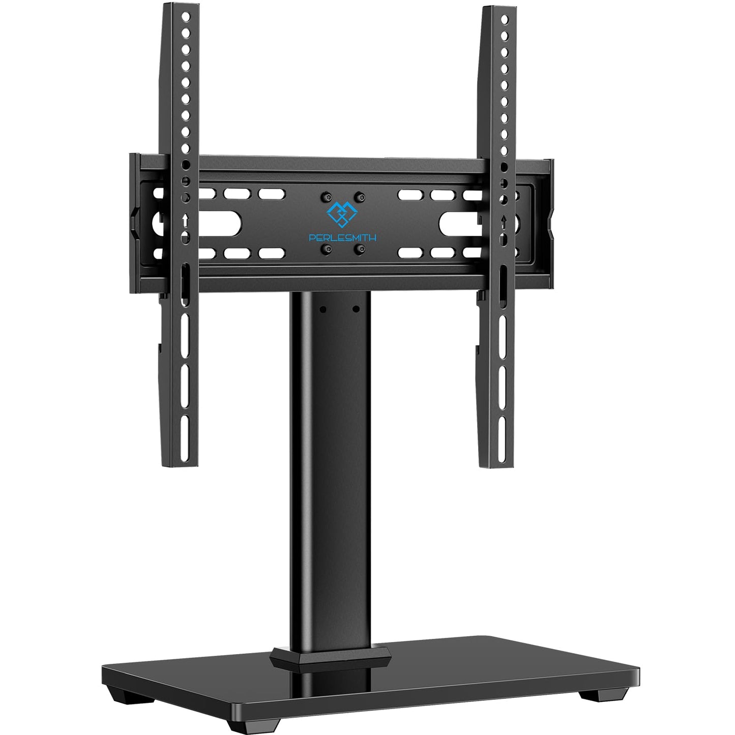 PERLESMITH Universal TV Stand - Table Top TV Stand for 32-60 inch LCD LED TVs - Height Adjustable TV Base Stand with Tempered Glass Base & Wire Management, VESA 400x400mm PSTVS04