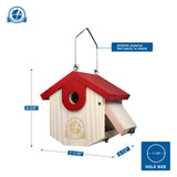 SISTERBIRD Wren Bird Houses for Outside Cedar Hanging Birdhouses for Outdoors 1-1/8" Entrance Hole Bird Houses for Outside Clearance Wooden Nesting Box Chickadee Predator Guard, Red SISTERBIRD