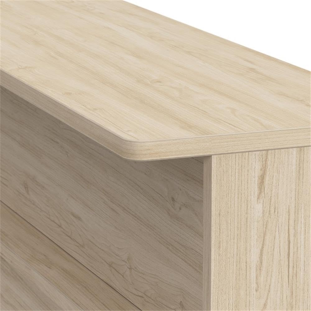 Bush Business Furniture Arrive 60W x 30D Reception Desk with Shelf in Natural Elm, Modern Receptionist Station for Office Waiting Room Bush Furniture